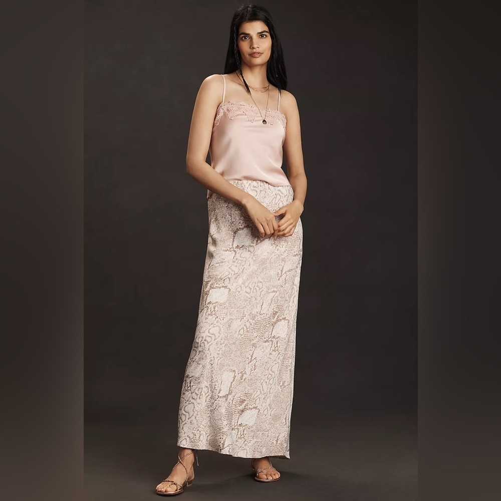 Anthropologie Snake Skin Tilda Maxi Slip Skirt Women’s Neutral Blush—Size Medium